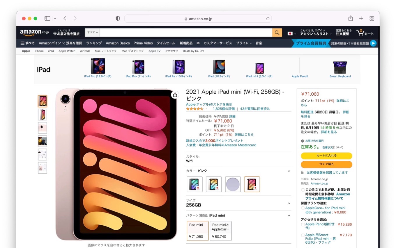 2021 Apple iPad mini (Wi-Fi, 256GB) - ピンク