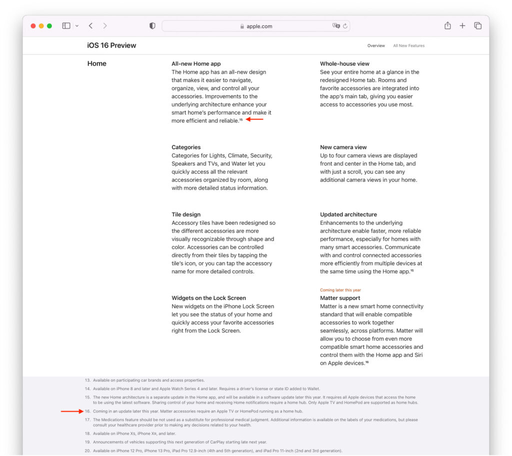  Apple、新しいホームアーキテクチャにアップグレードするiOS 16.2オプションを廃止