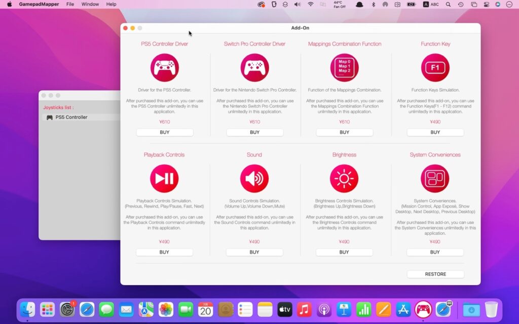 PSやSwitch、Xboxのコントローラーに対応したMac用マッピングツール「Gamepad Mapper」が、Fnキーや再生、音量、輝度