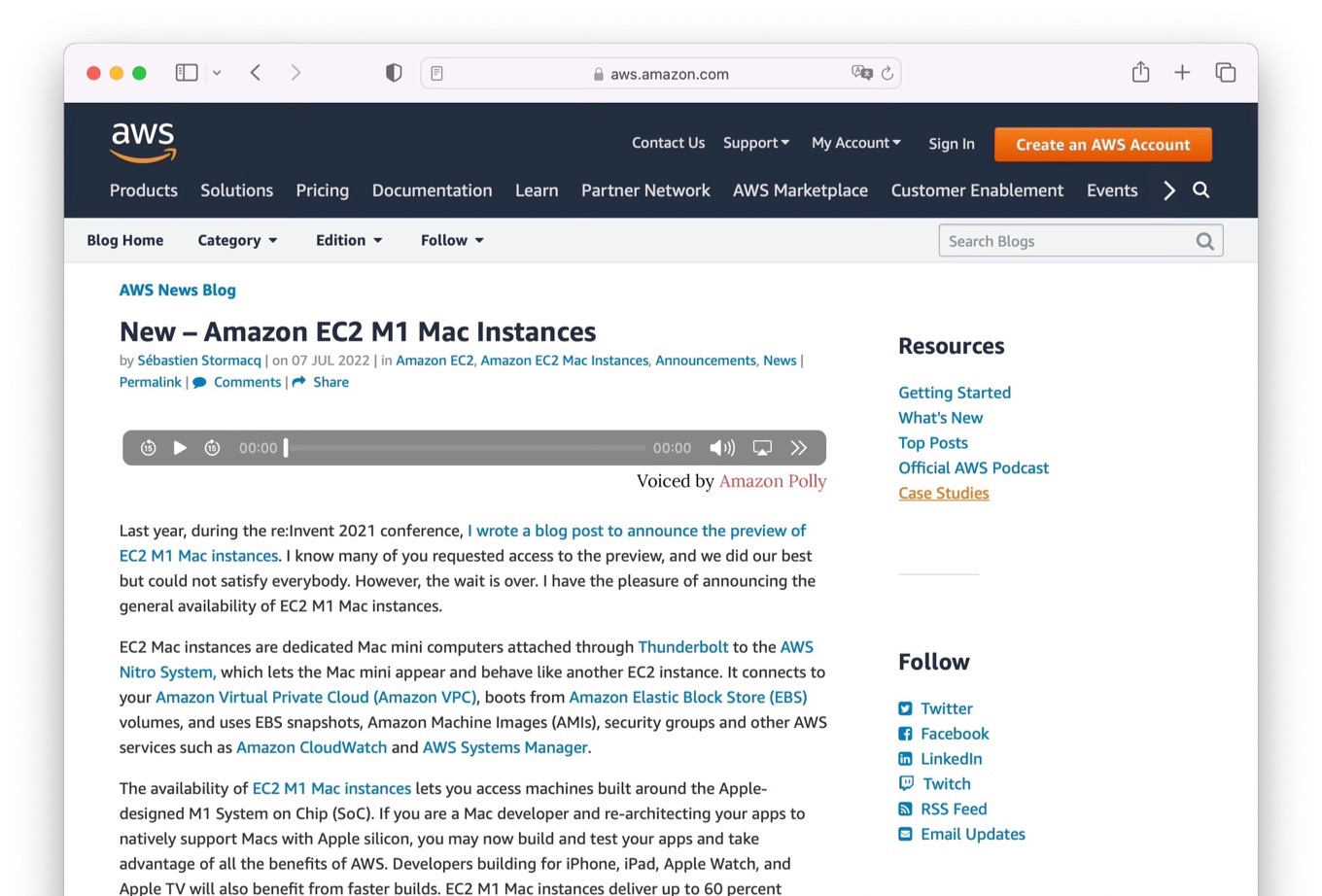 New Amazon EC2 M1 Mac Instances now available