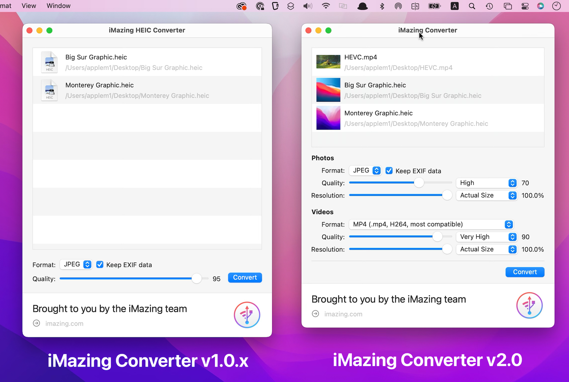 iMazing Converter for Mac/PC v1とv2