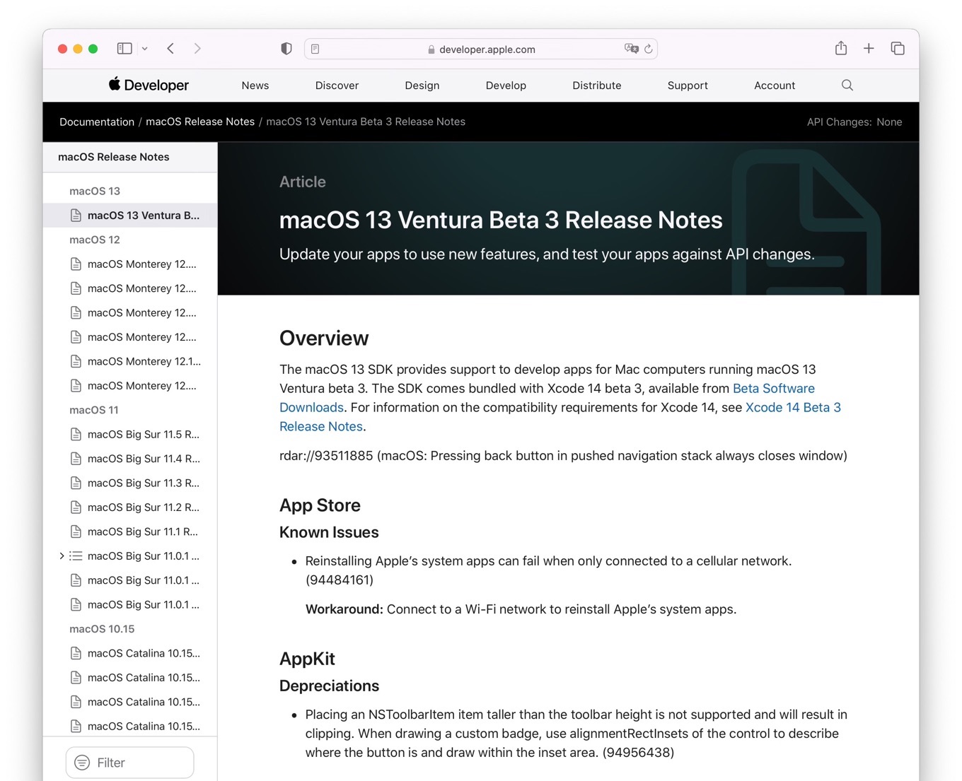 macOS 13 Ventura Beta 3 Release Notes