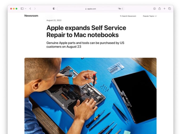Appleの純正パーツや修理ツール、マニュアルをユーザーに提供する「Self Service Repair」に、Apple M1チップ搭載のMacBook Air/Proが追加。