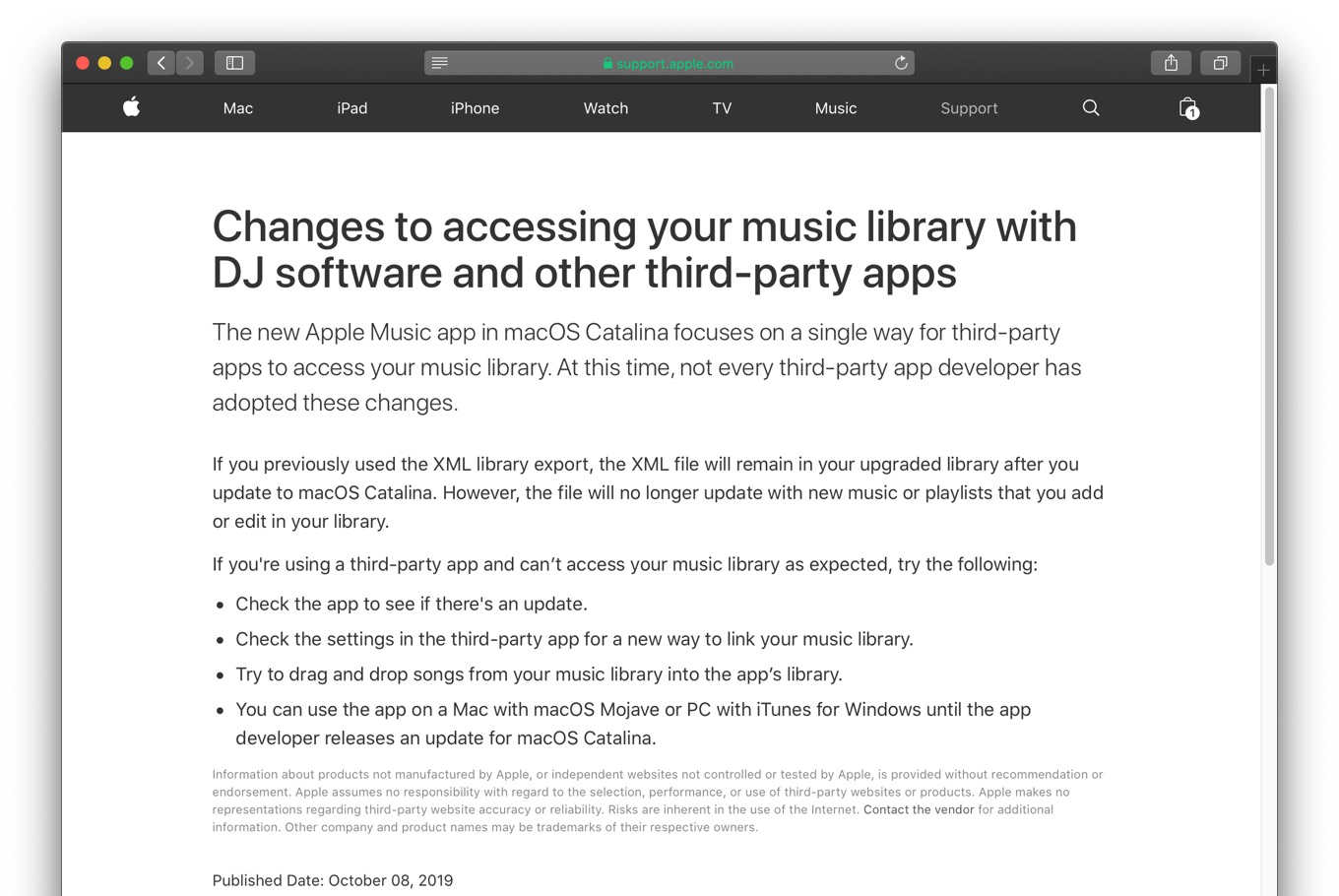 Changes to accessing your music library with DJ software and other third-party apps
