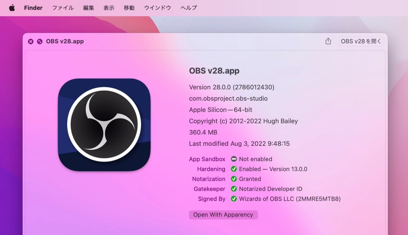OBS Studio v28 support Apple Silicon