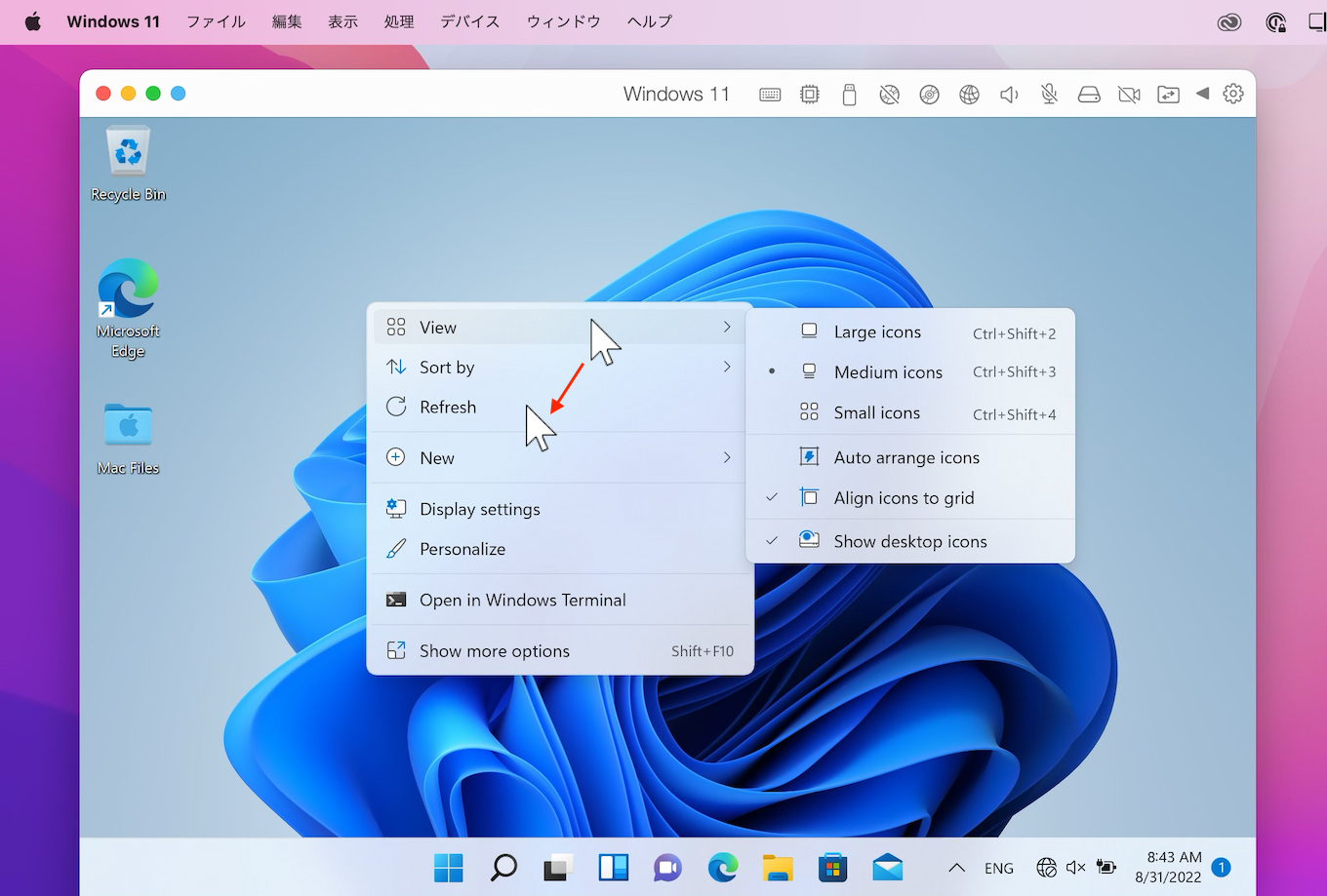 Parallels Desktop 18.0.1 for Macでマウスカーソルの位置がずれる