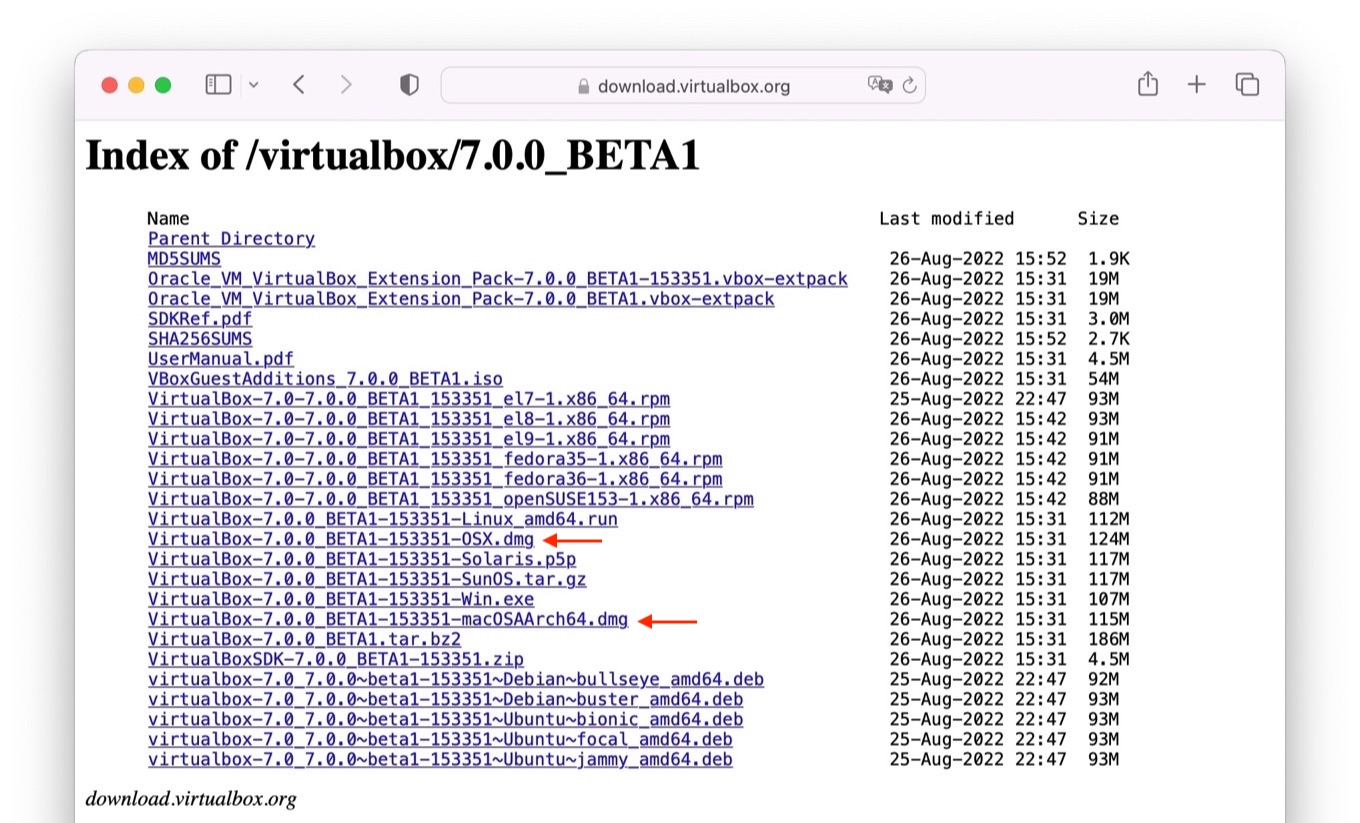 VirtualBox 7.0.0 BETA1 macOSAArch64