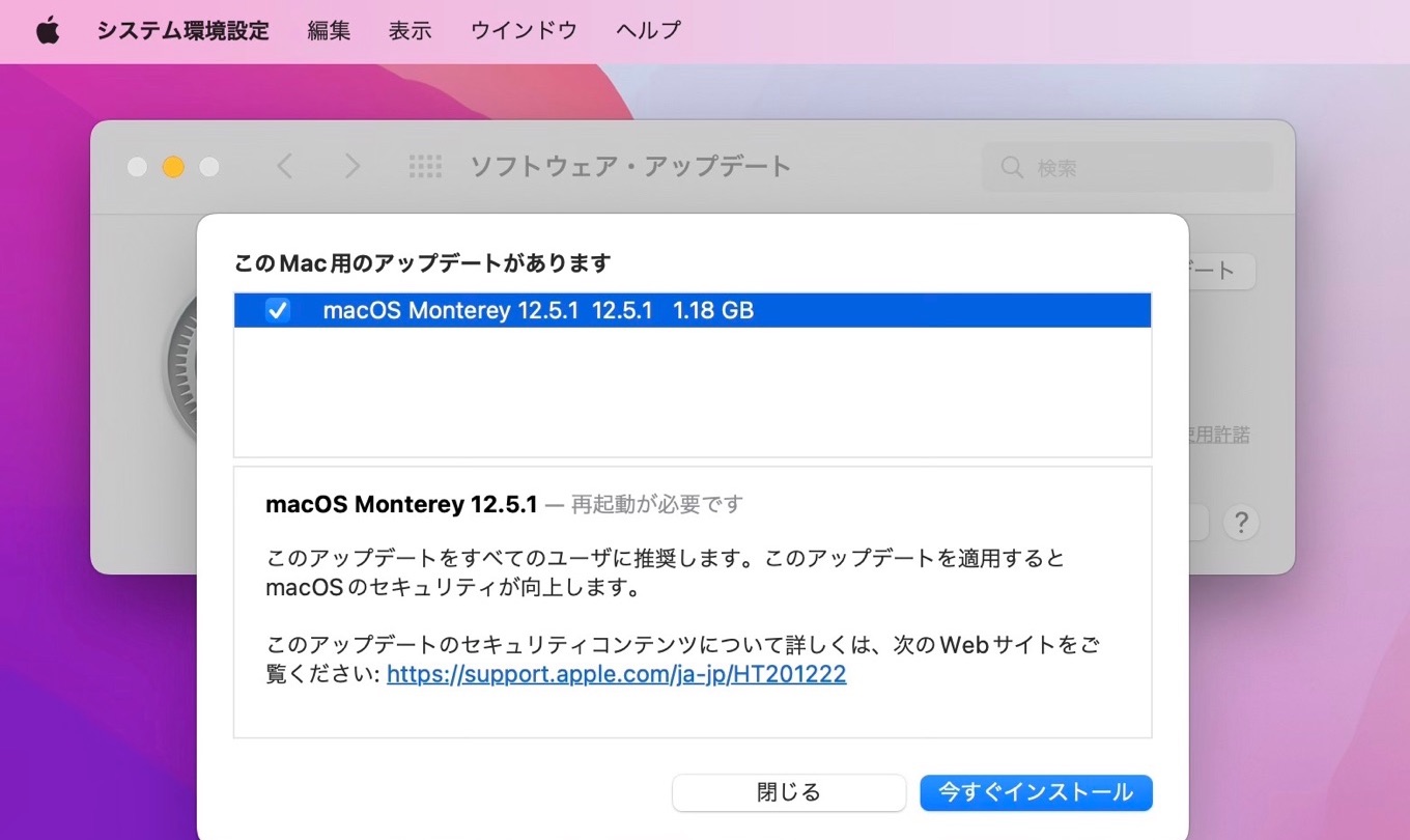 macOS 12.5.1 Monterey security update