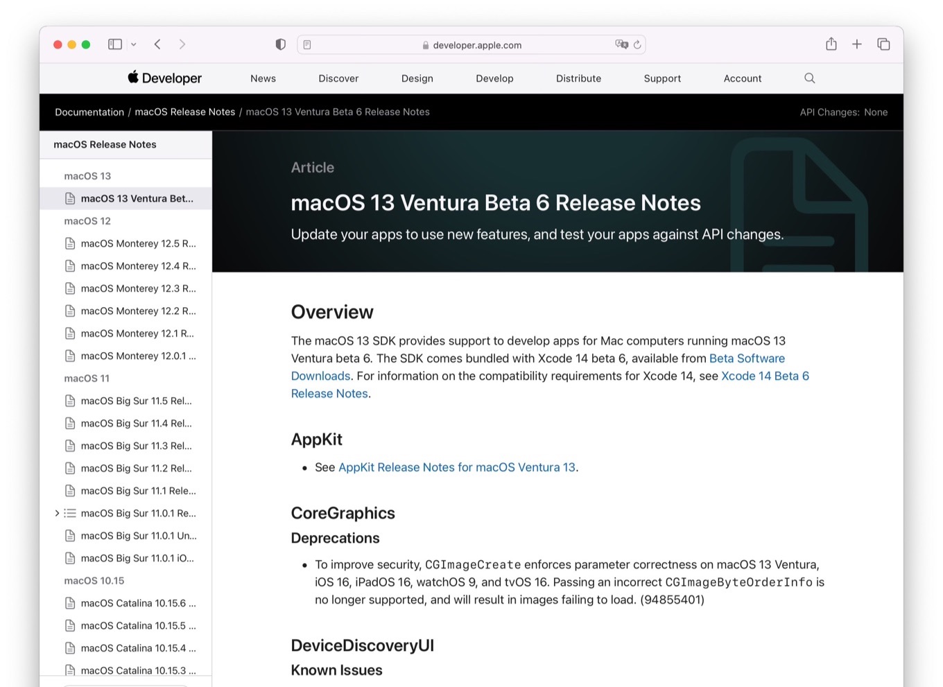 macOS 13 Ventura Beta 6 Release Notes