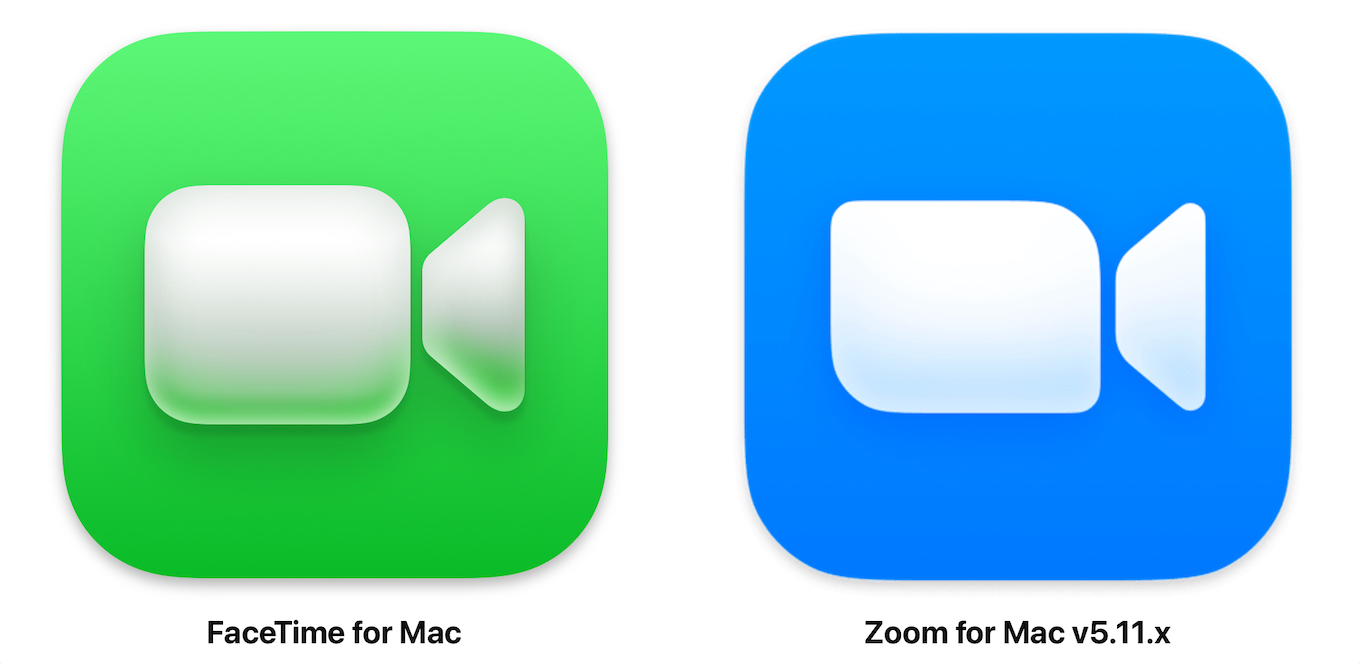 AppleのFaceTimeと旧Zoomアイコン