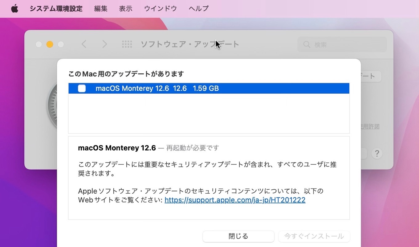 macOS 12.6 Monterey Build 21G115