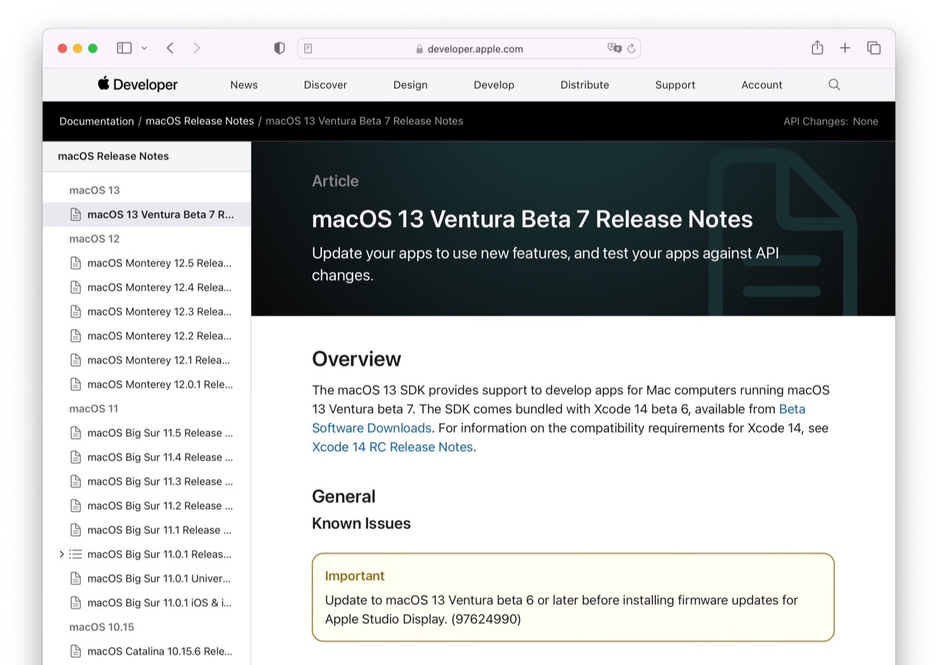 Apple、開発者向けに「macOS 13 Ventura beta 7」を公開。
