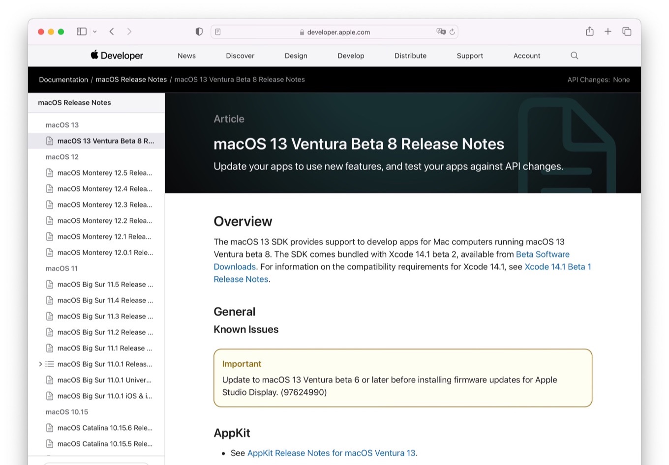 macOS 13 Ventura Beta 8 Release Notes