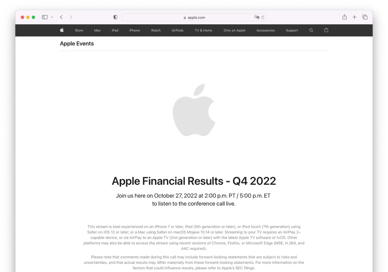 Apple Financial Results Q4 2022