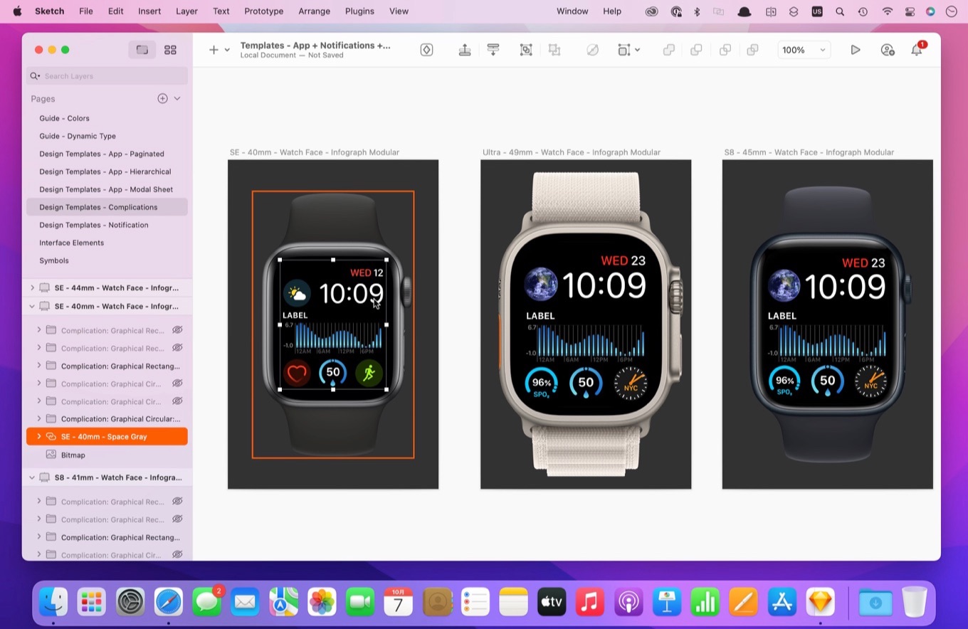 Apple Watch UltraのSketchデザインテンプレート