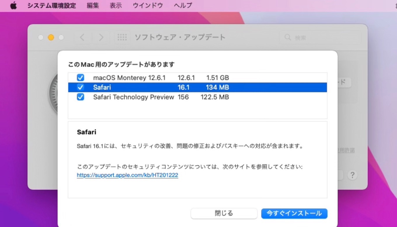 Safari 16.1 for macOS 12 Monterey