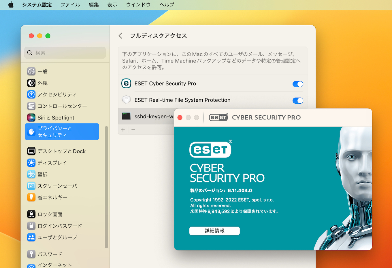 ESET Cyber Security /Pro for macOS 13 Ventura