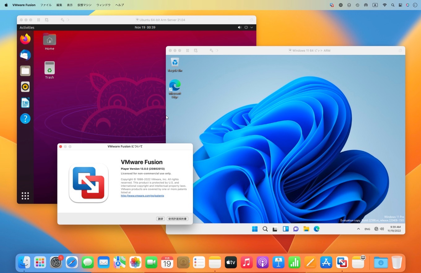VMware Fusion v13 support arm Ubuntu and Windows 11