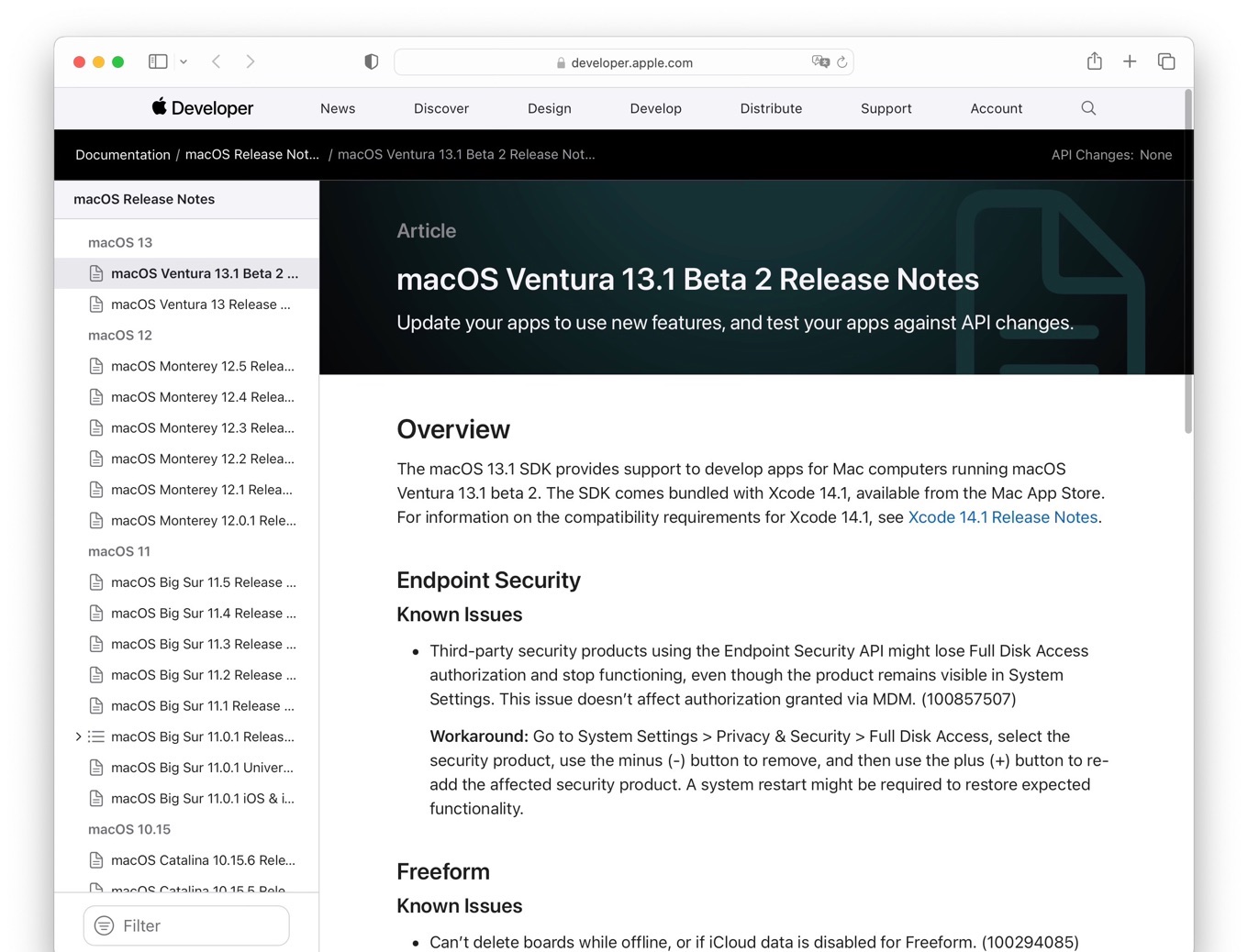 macOS Ventura 13.1 Beta 2 Release Notes