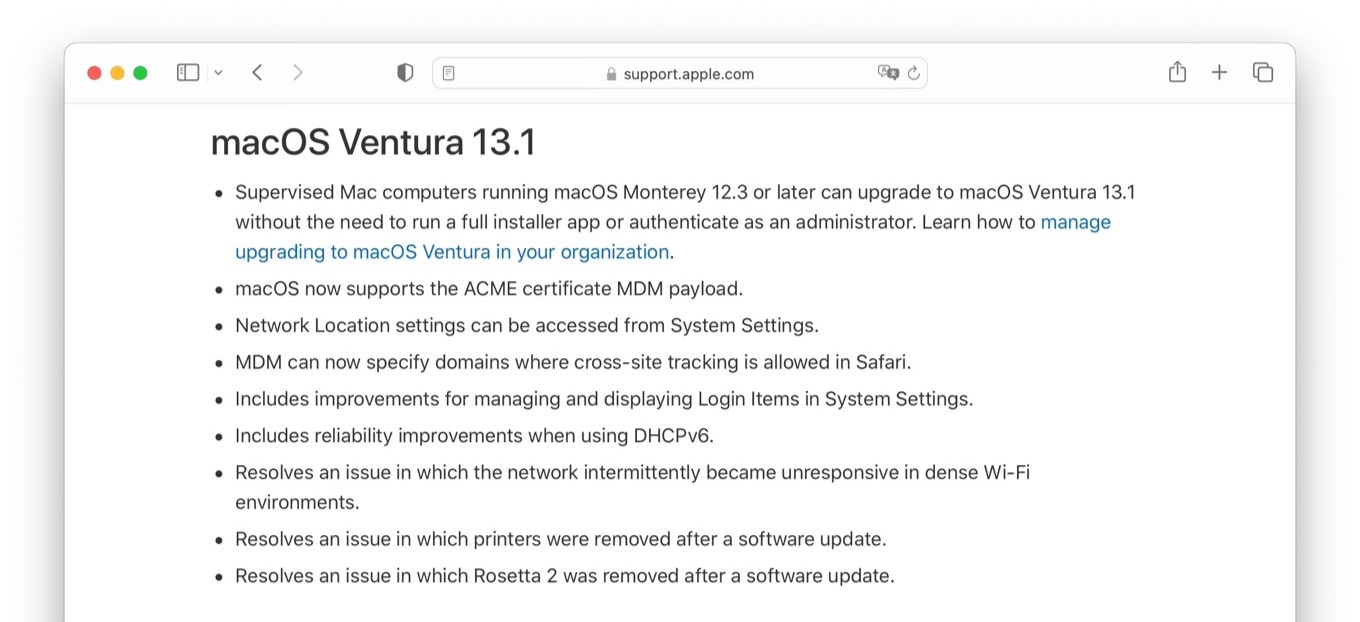 macOS 13 1 Ventura resolve Wi-Fi issue
