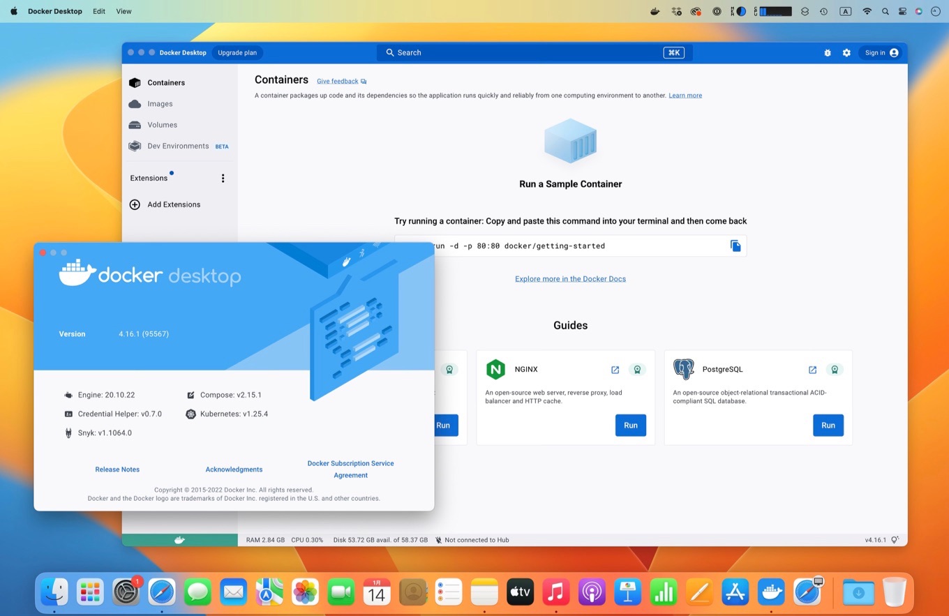 Docker Desktop for Mac v4.16