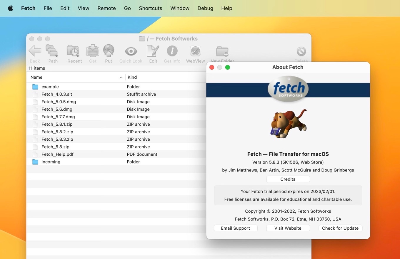 Fetch for Mac support macOS 13 Ventura