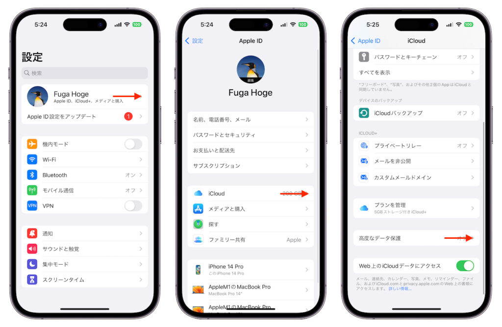 高度なデータ保護設定