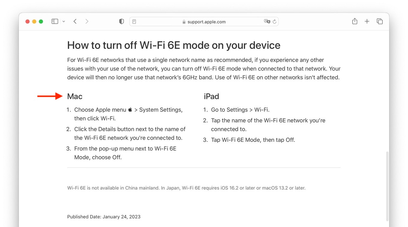 How to turn off Wi-Fi-6E mode on MacBook Pro and Mac mini 2023