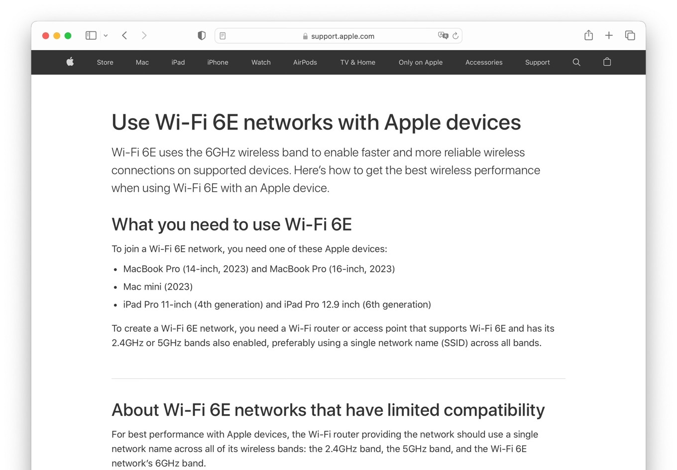 Use Wi-Fi 6E networks with MacBook Pro and Mac mini