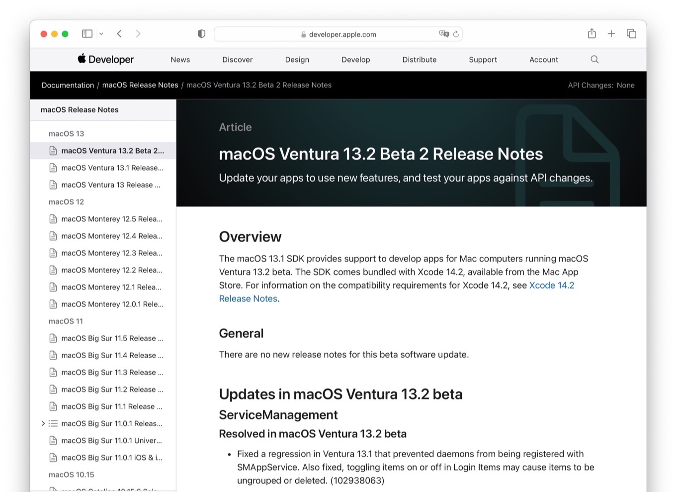 macOS Ventura 13.2 Beta 2 Release Notes