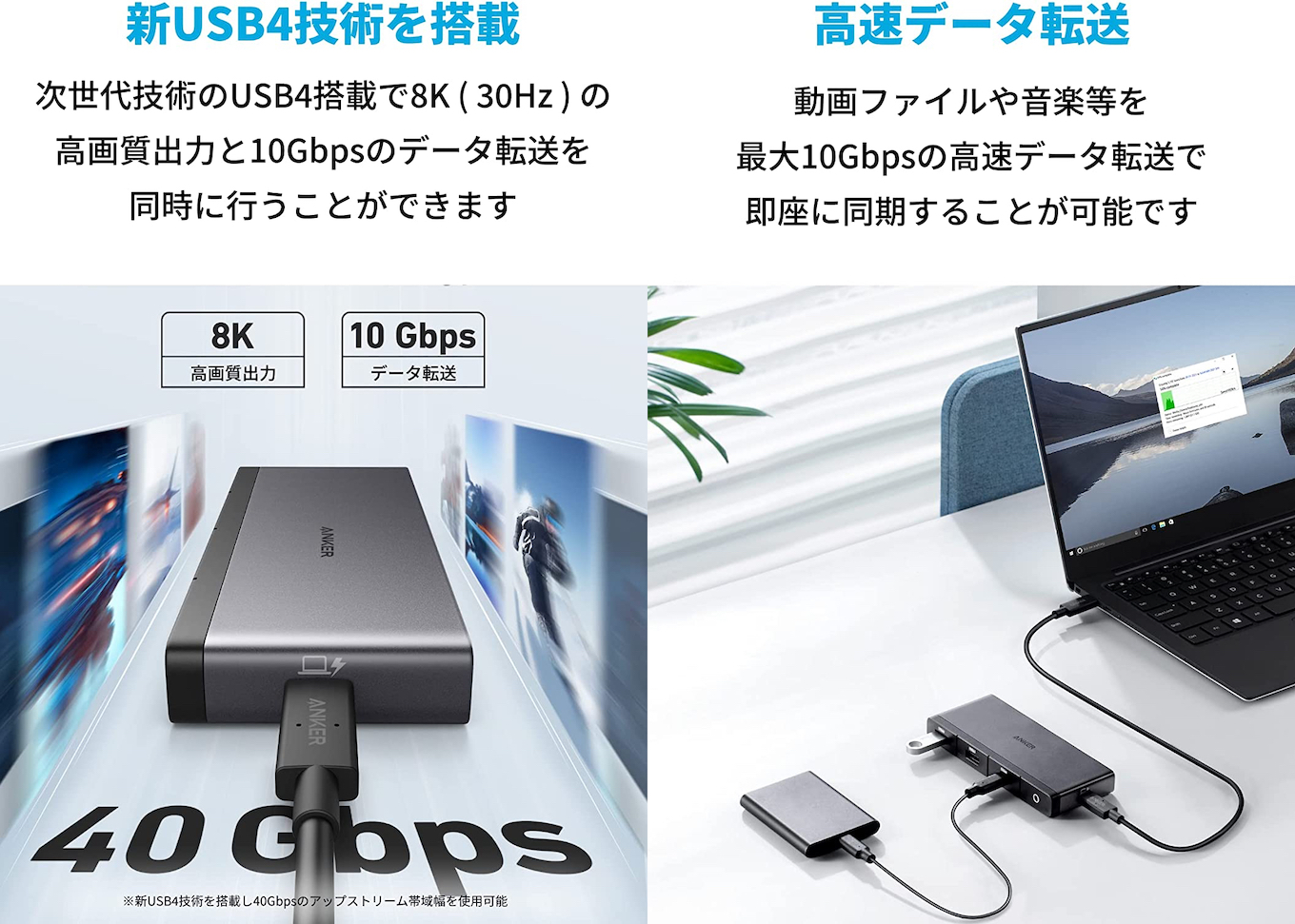 Anker 556 USB-C ハブ (8-in-1, USB4)