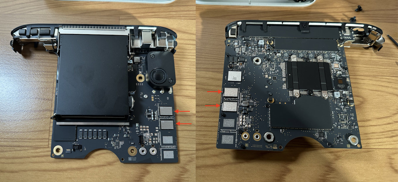 Mac mini (M2 Pro, 2023)のマザーボードとSSD