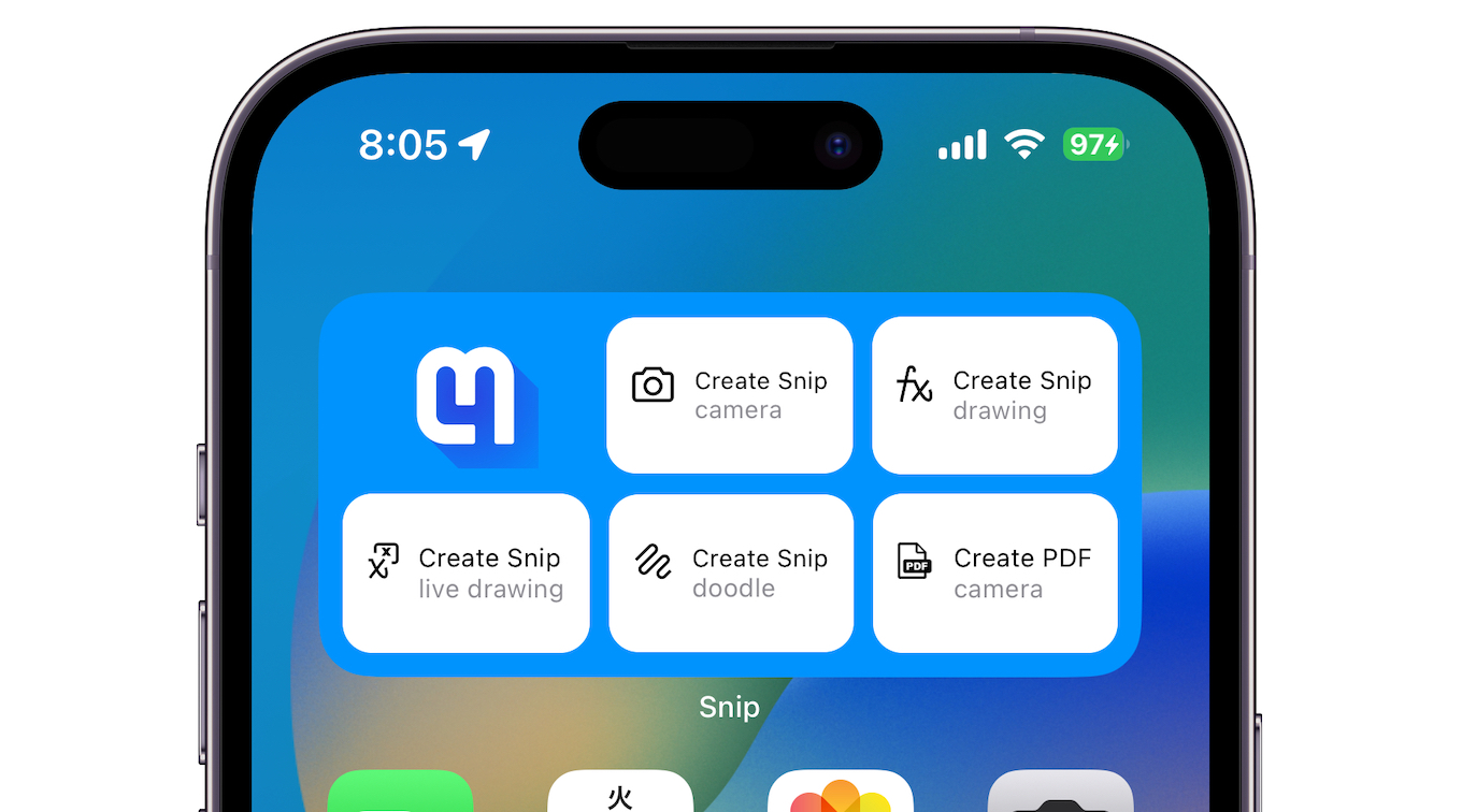 Mathpix Snip for iPhone Home screen widget