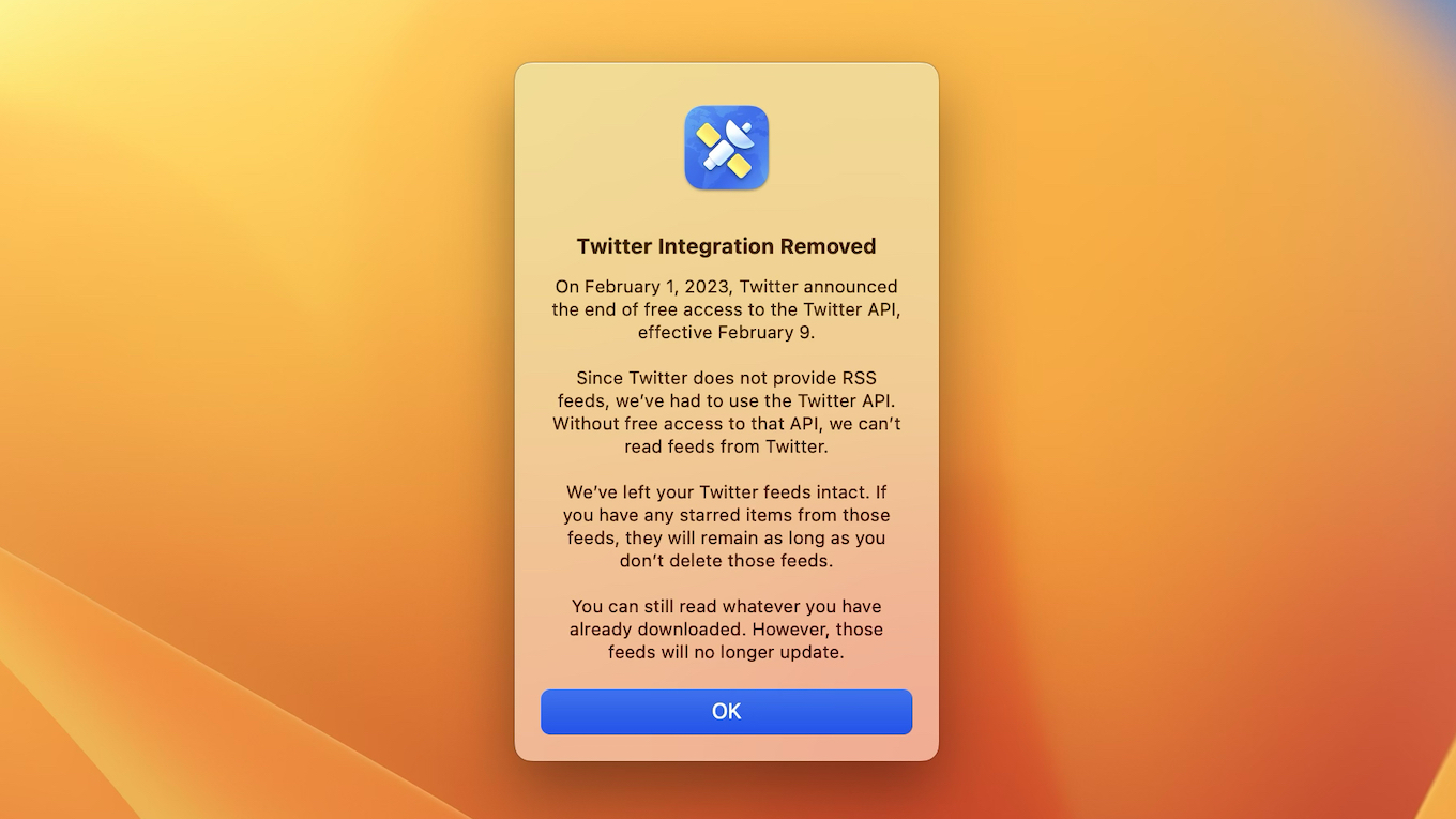 NetNewsWire for Mac Twitter Integration Removed