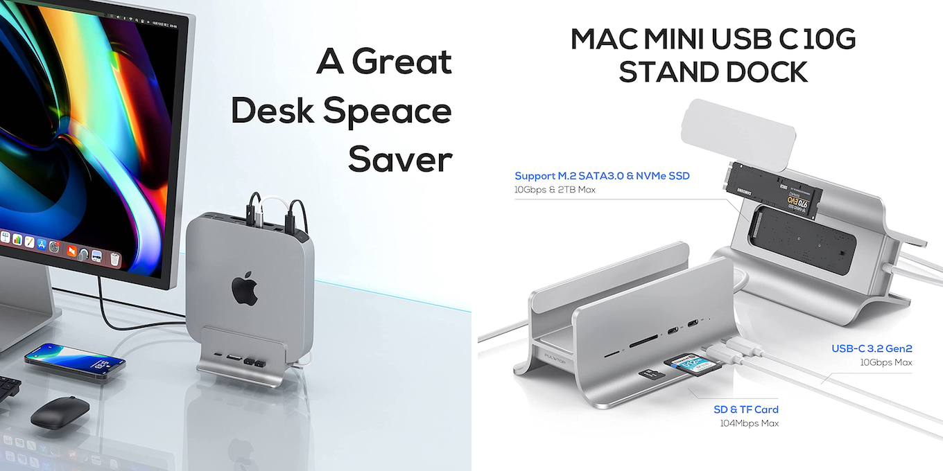 PULWTOP Mac mini USB-C 10G Stand Dock