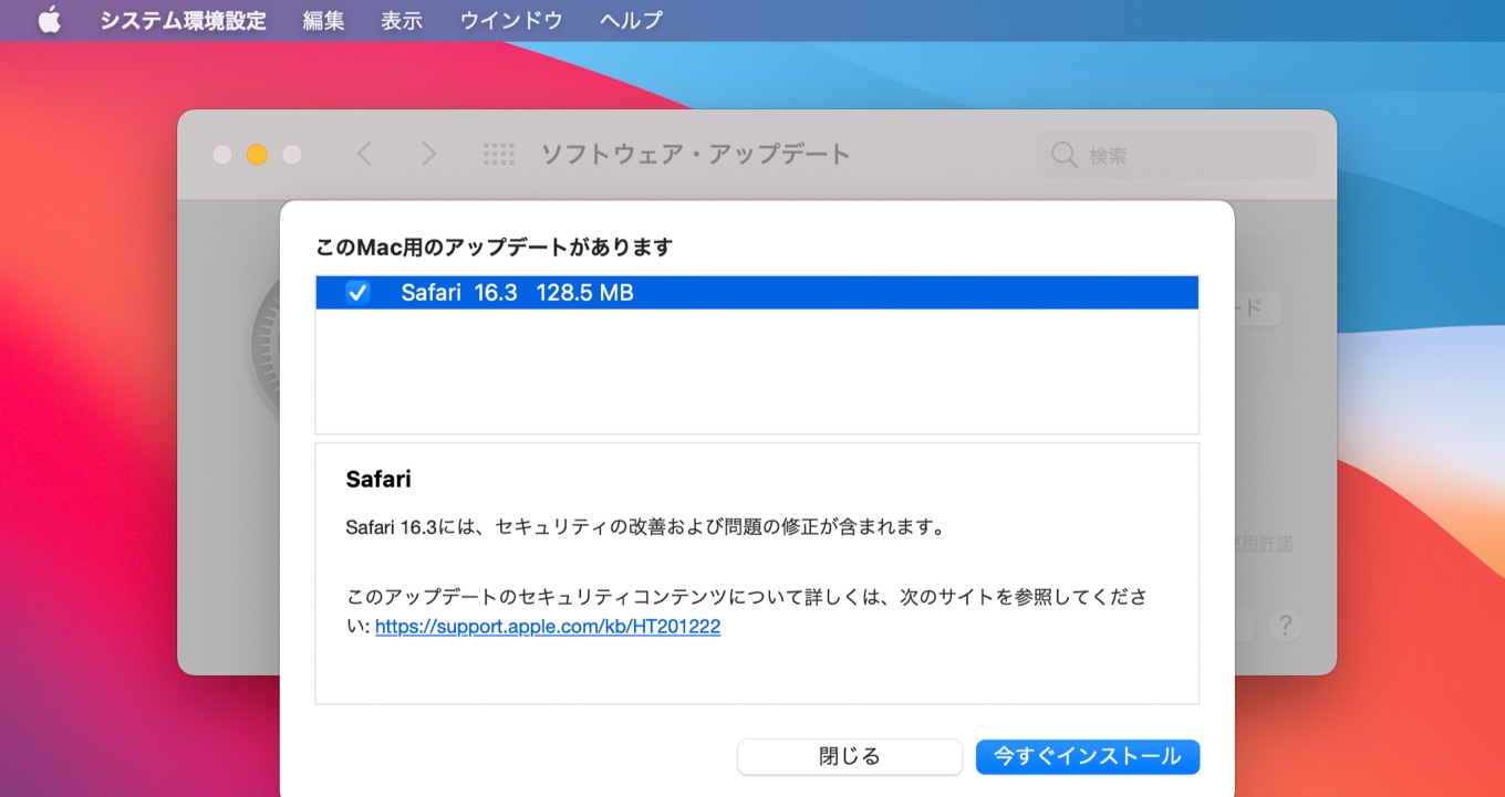 Safari v16.3 for macOS 11 Big Sur