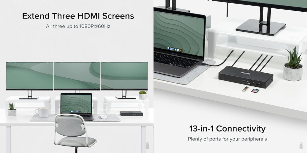 米Plugable、DisplayLink/SMIチップを採用し、Apple M1/M2 Macでもトリプルディスプレイを可能にするUSBC