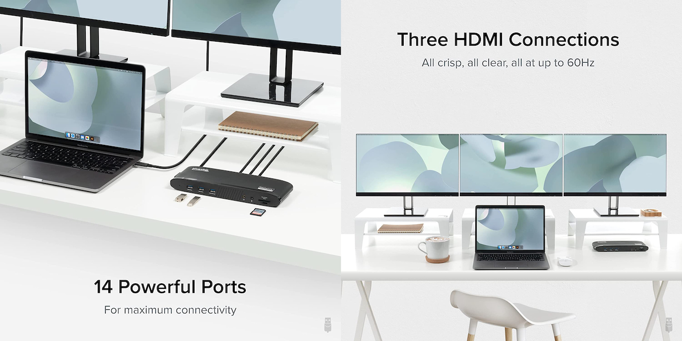 Plugable USB-C Triple HDMI Display Horizontal Docking Station UD-3900PDH
