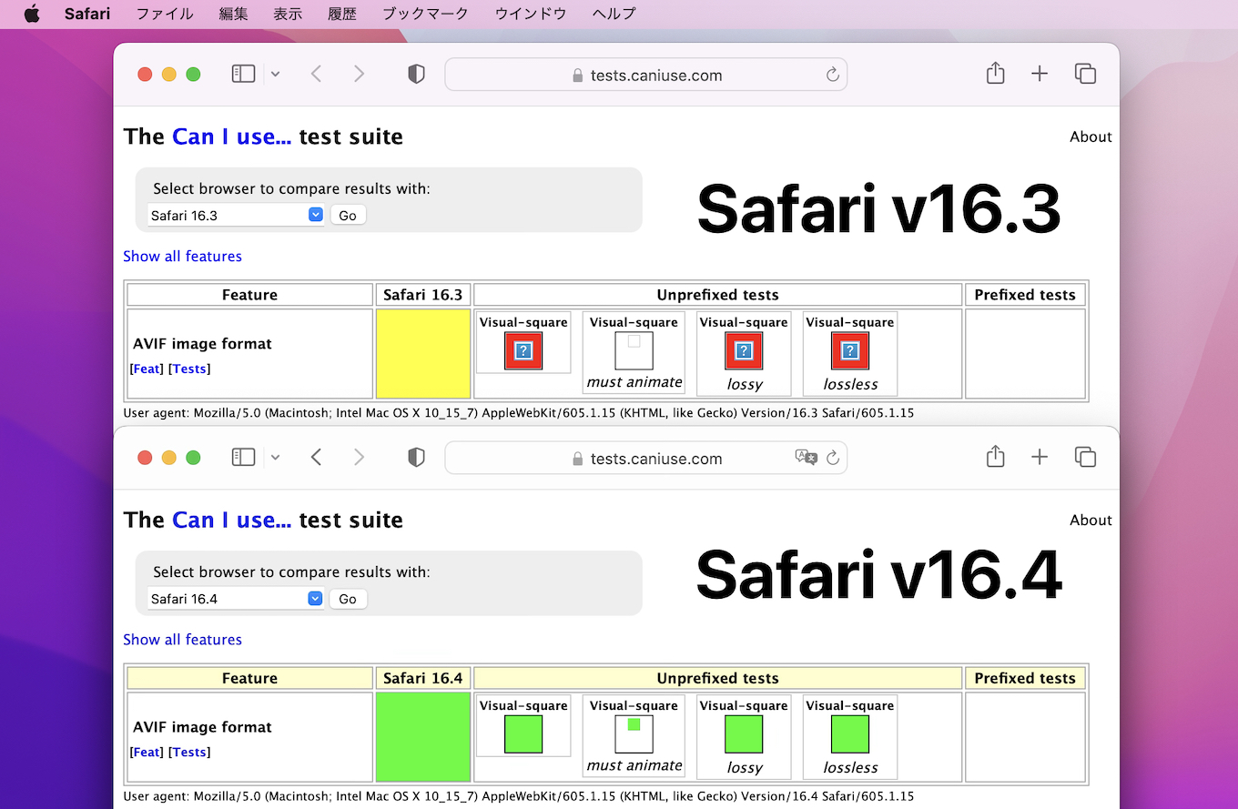 macOS 12 MontereyでもAVIFが表示できるようになったSafari v16.4