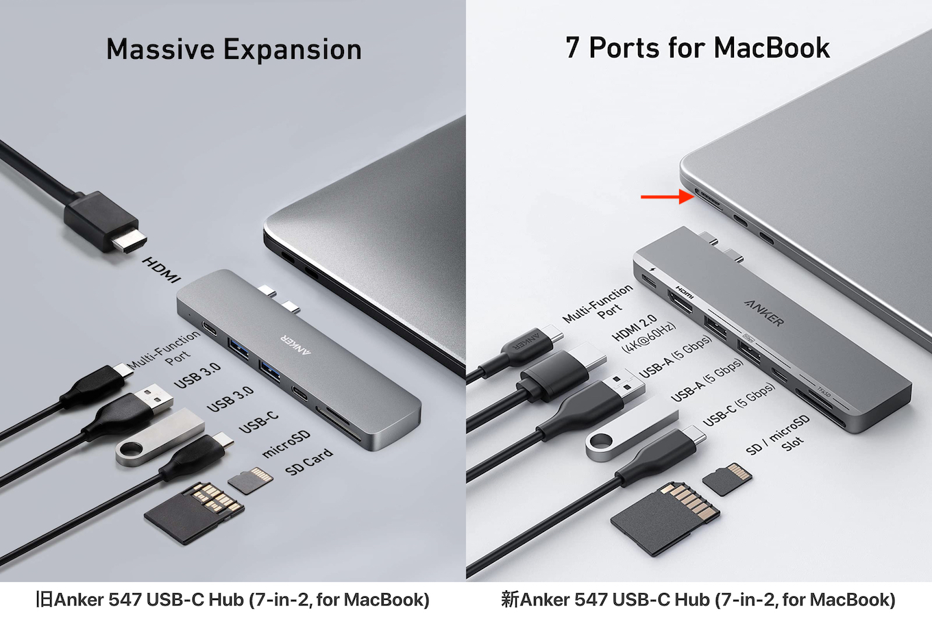 通販 Macハード<br> Anker 547 USB-C ハブ 7-in-2 for MacBook A83540A1