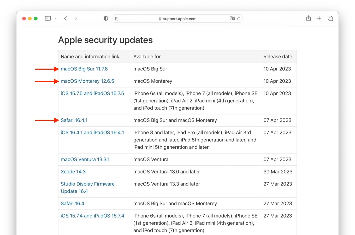 Apple security updates April 11 2023