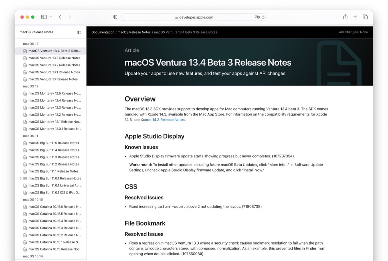 macOS Ventura 13.4 Beta 3 Release Notes Unicode bug