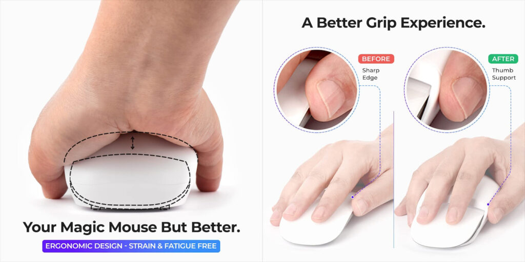 AppleのMagic Mouse 2を包み込みホールドしやすくしてくれるグリップ「Ascrono Magic Mouse Grip」が発売。