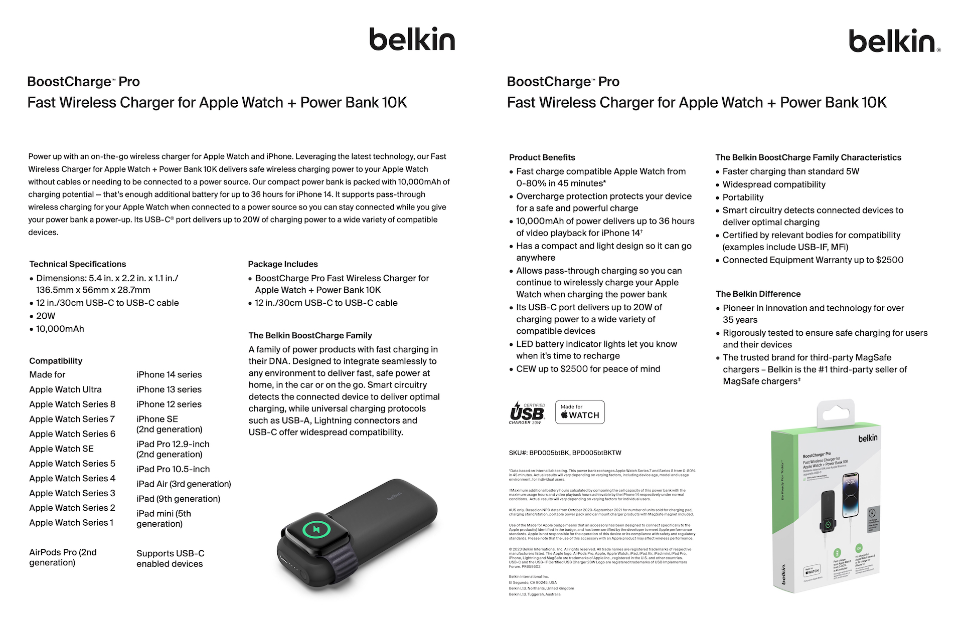 Belkin BPD005 Spec Sheet