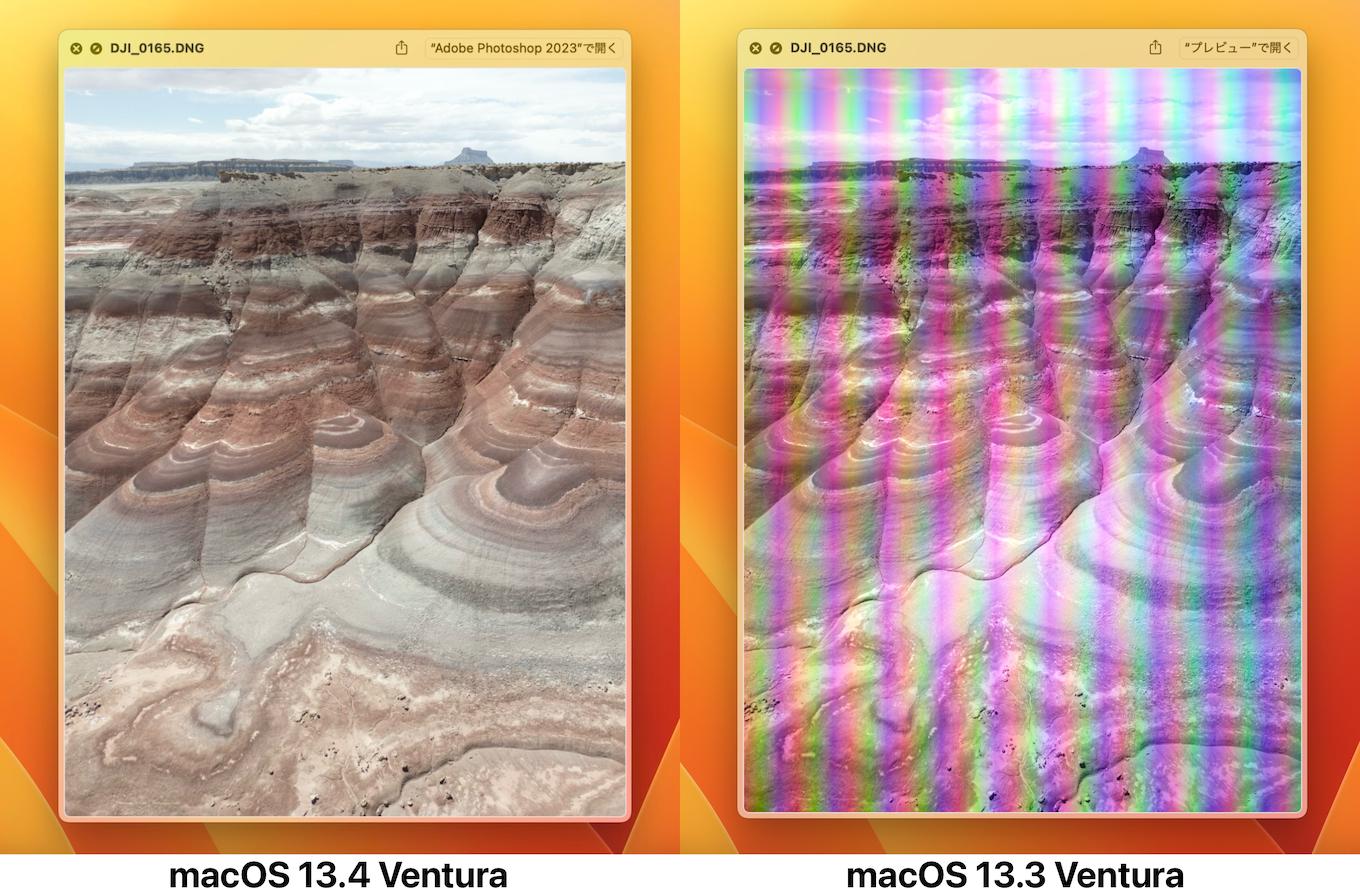 macOS 13.3と13.4 VenturaでDJIのDNGファイルをQuick Look