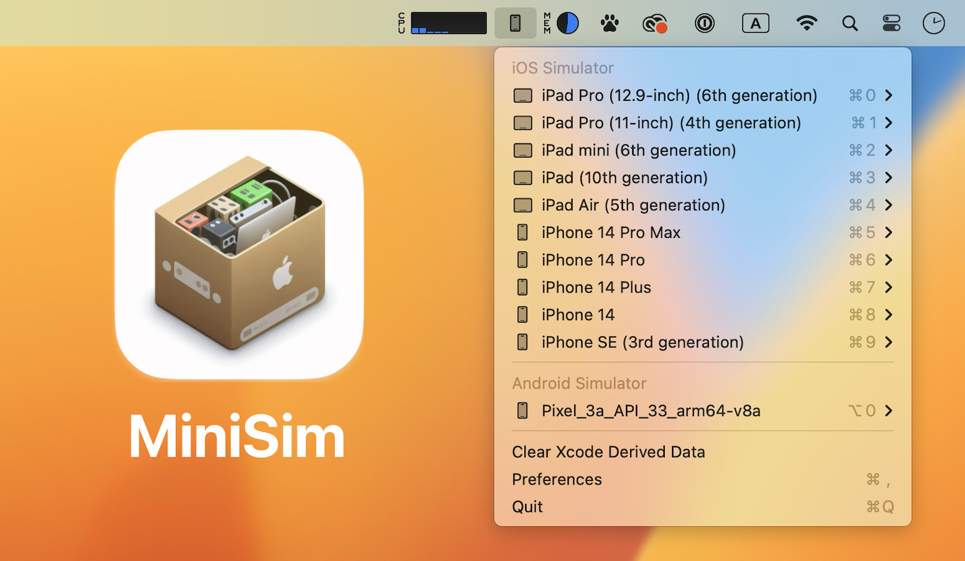 MiniSimでXcodeとAndroid Studioのシミュレータを管理