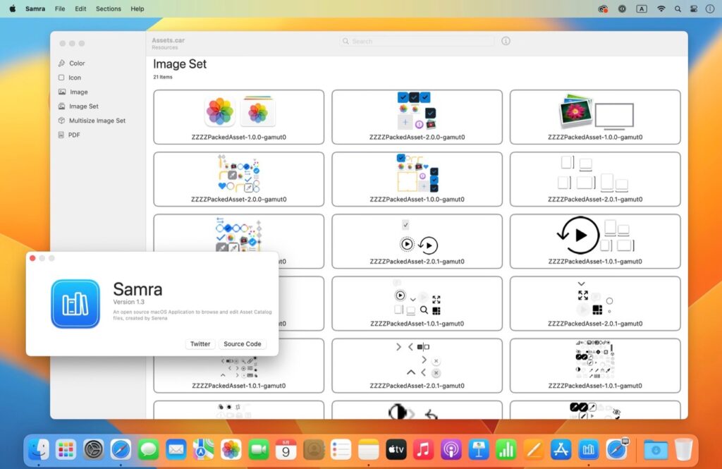 アプリ内のAsset Catalog(.car)ファイルを閲覧/編集できるMacアプリ「Samra」がリリース。
