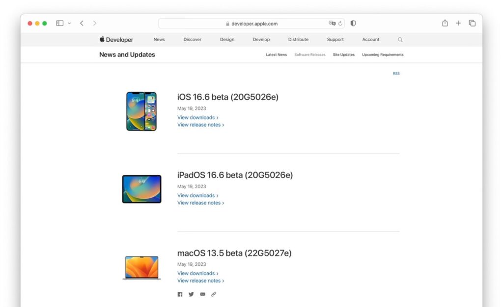 Apple、開発者向けに「macOS 13.5 Ventura」や「iOS/iPadOS 16.6」のBeta 1を公開。