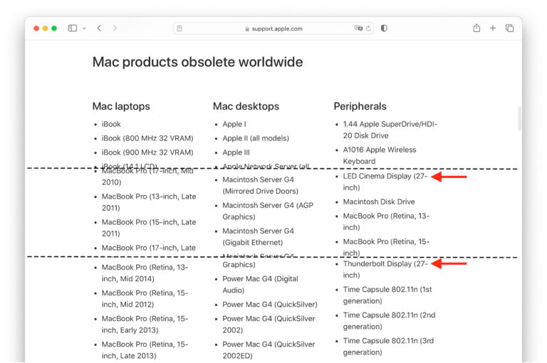  Apple、Thunderbolt Displayと初代iPad Airは廃止されたと発表