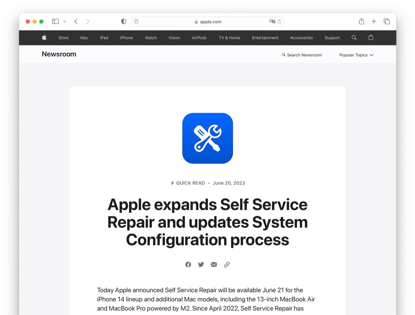 Apple expands Self Service Repair and updates System Configuration process